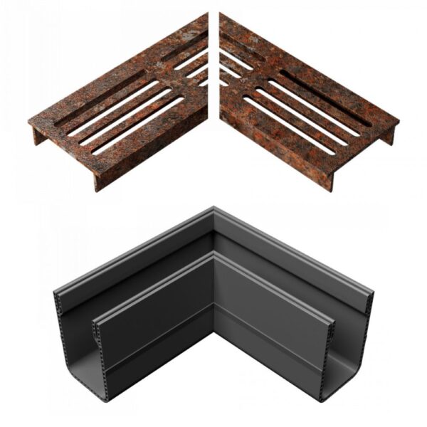 ultra drain corten L-hoekstuk incl rooster
